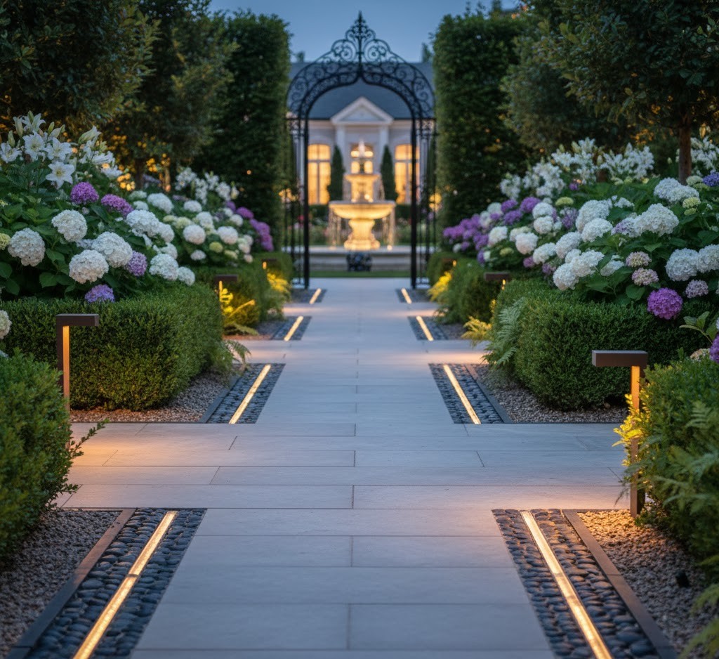 Elegant tuinpad ontwerp